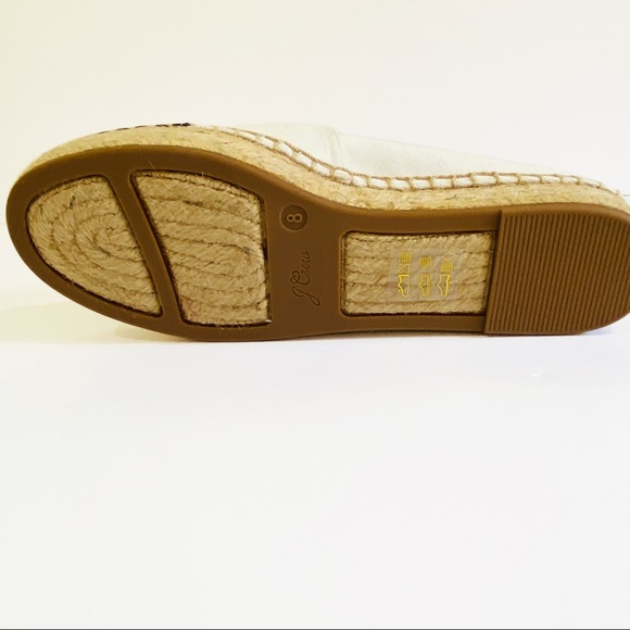New J. Crew Canvas Espadrille Flats With Leather Cap Toe White Black Siz… - Picture 10 of 15